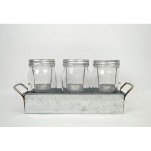 Gracie Oaks Galvanized Pint Jar Glass Votive Holder GRKS6721
